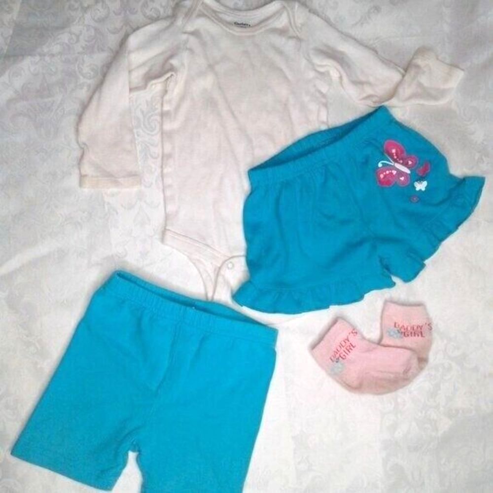 OshKosh Circo Gerber Baby Girl 12 Month Outfits Bundle Onesie Shorts Socks Teal